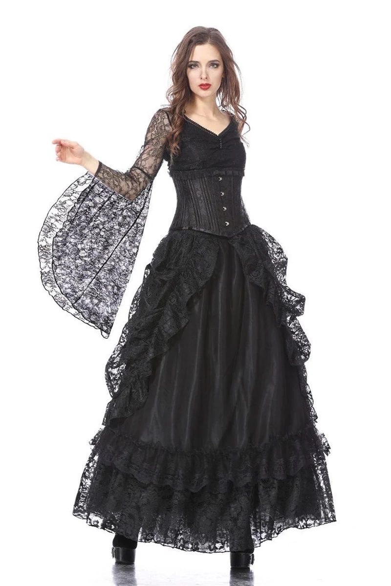 Vampiric Bustle Maxi Skirt [Black] - Image 3