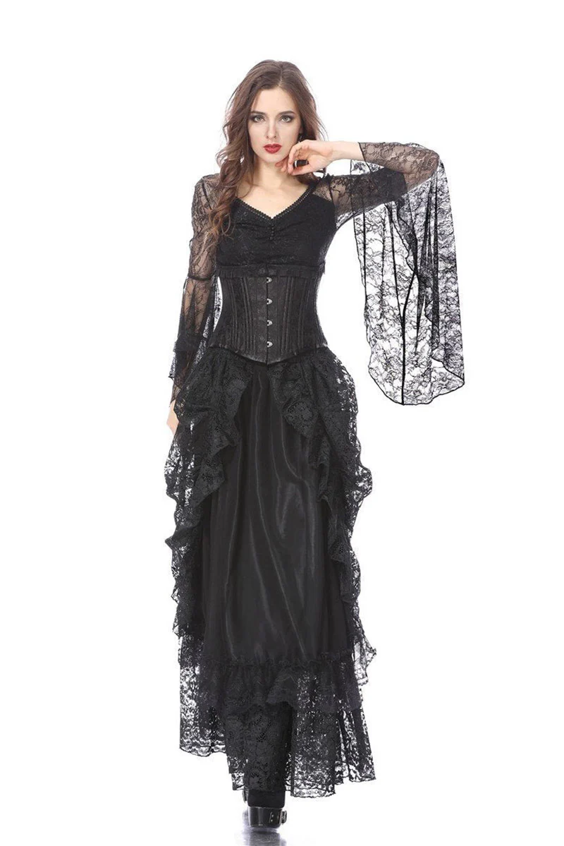 Vampiric Bustle Maxi Skirt [Black] - Image 8