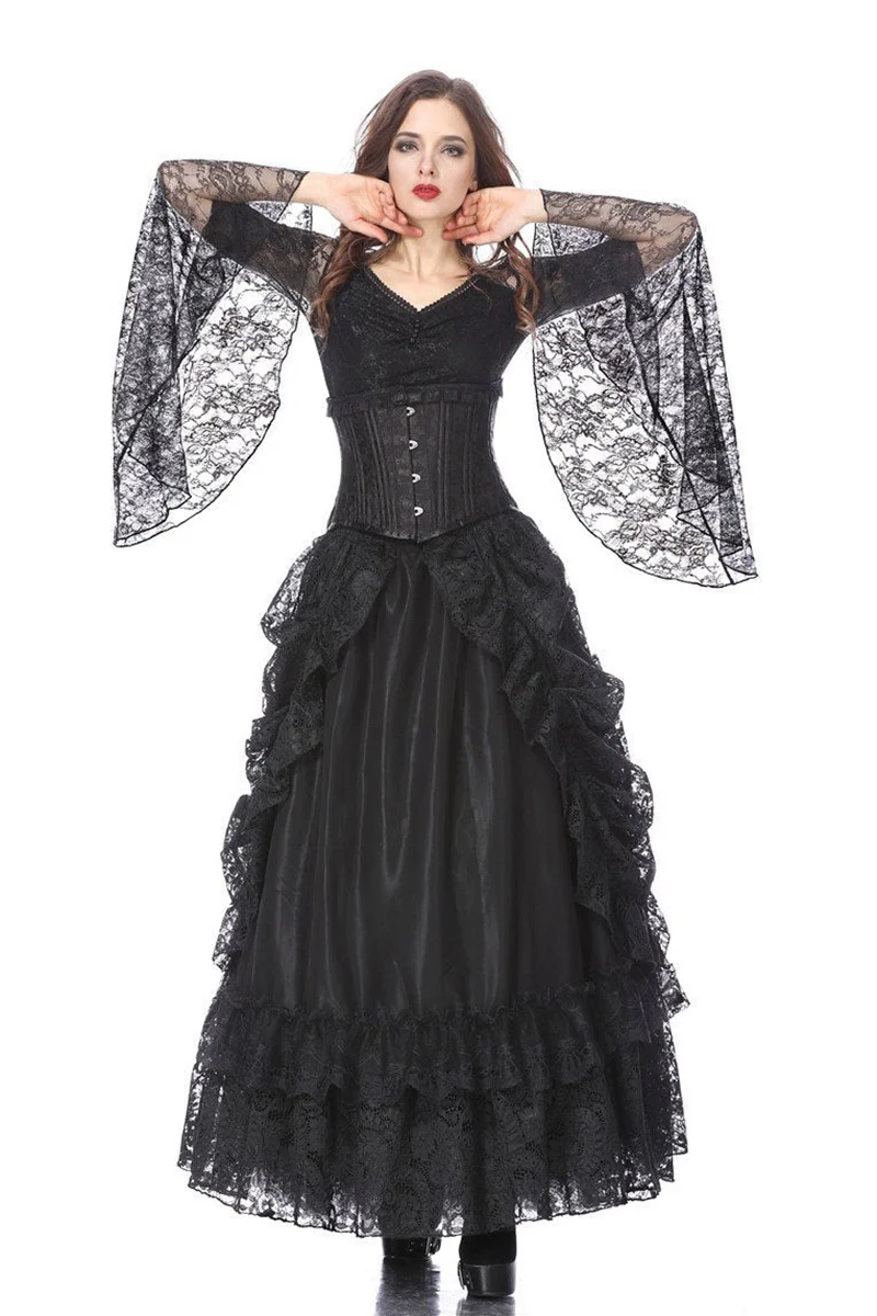 Vampiric Bustle Maxi Skirt [Black] - Image 9
