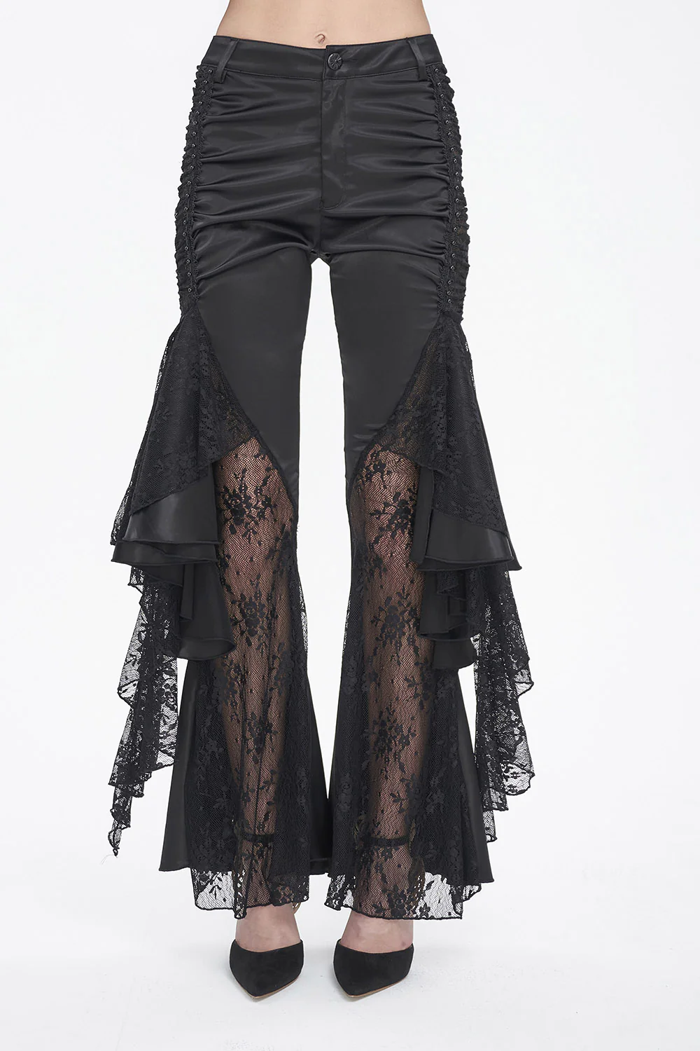 Vampress Black Satin Flared Pants - Image 2