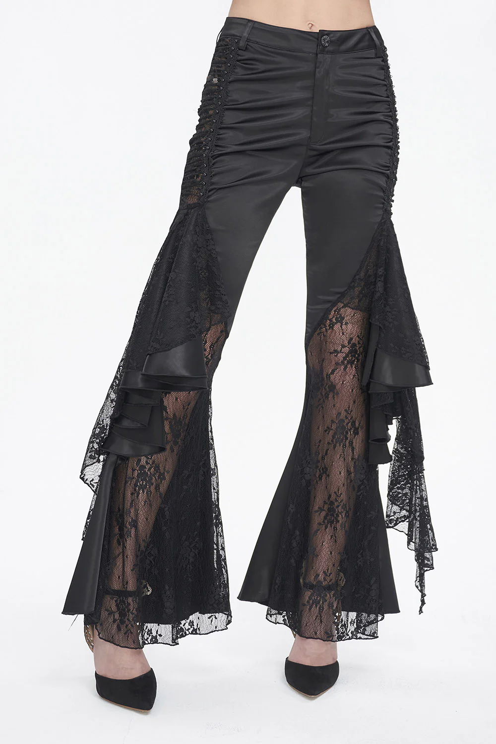 Vampress Black Satin Flared Pants - Image 4