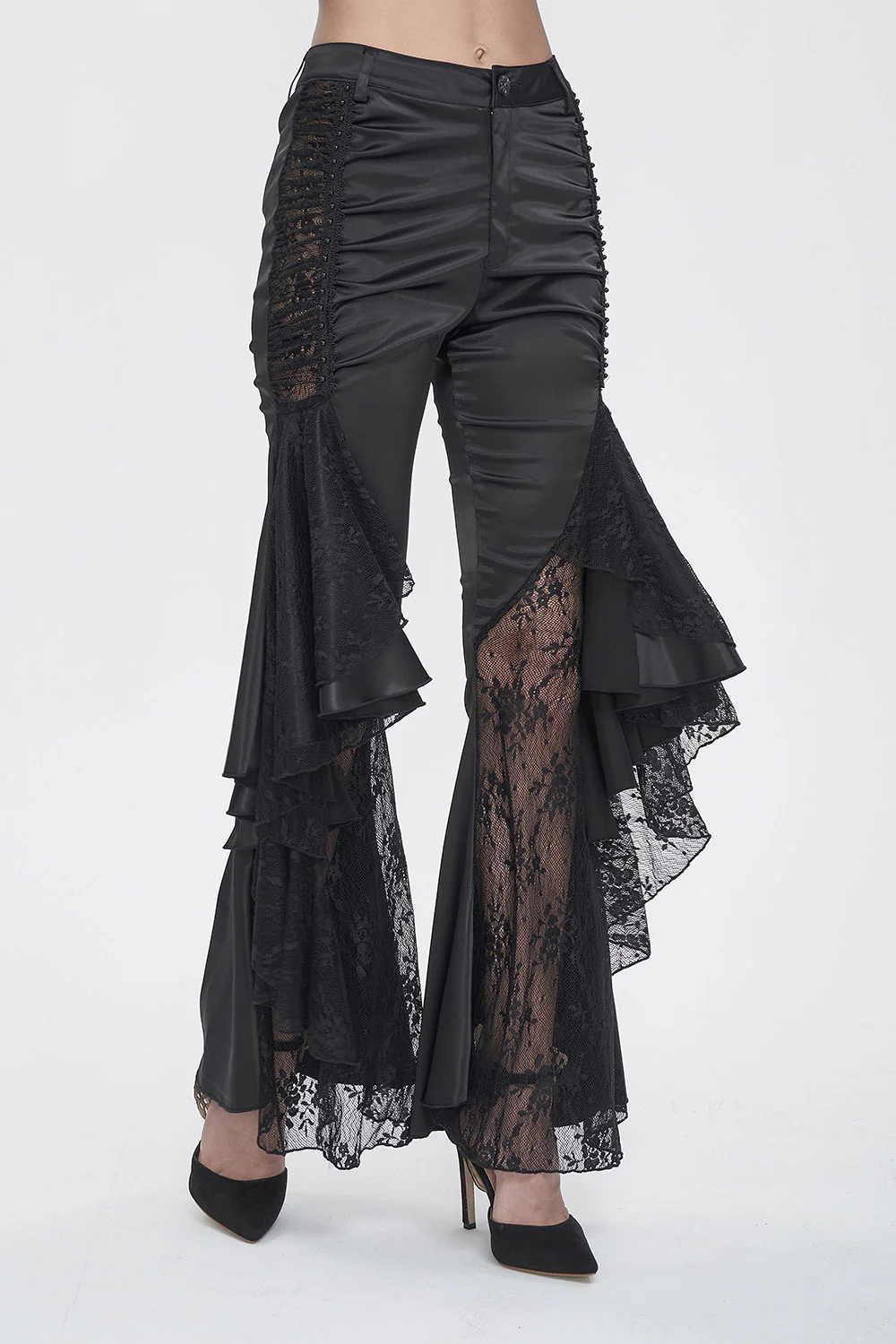 Vampress Black Satin Flared Pants - Image 5