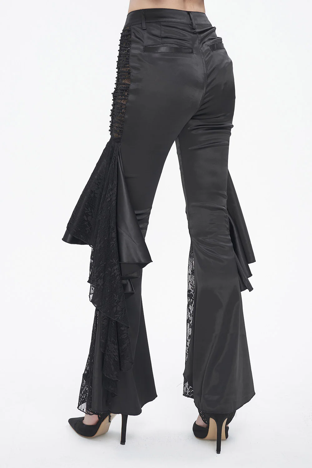 Vampress Black Satin Flared Pants - Image 8