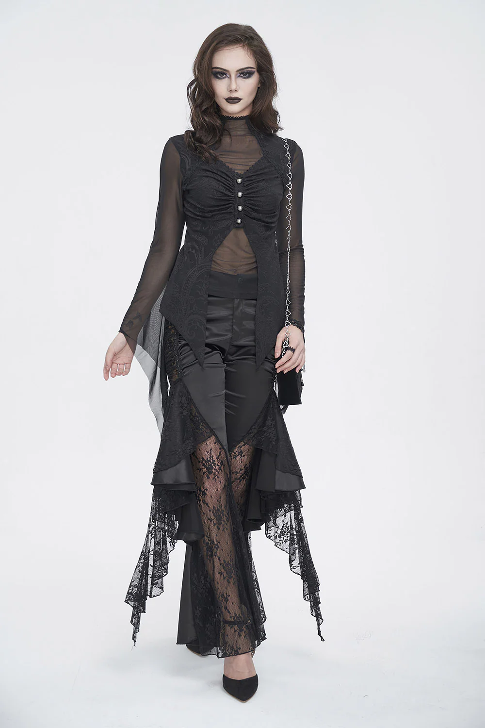 Vampress Black Satin Flared Pants - Image 9