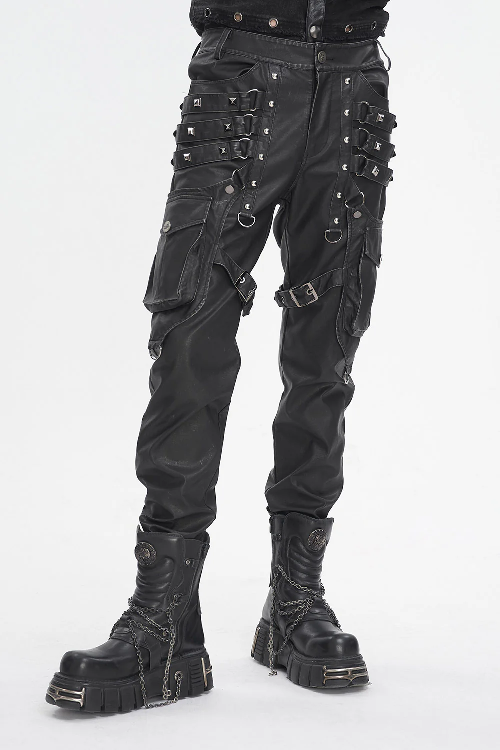 Vegan Leather Utility Goth Pants - Image 3