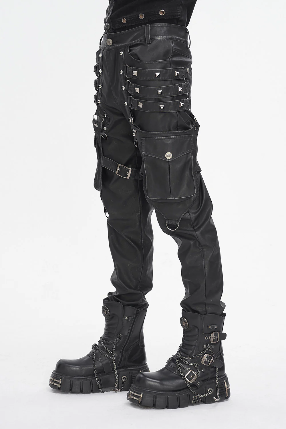 Vegan Leather Utility Goth Pants - Image 4