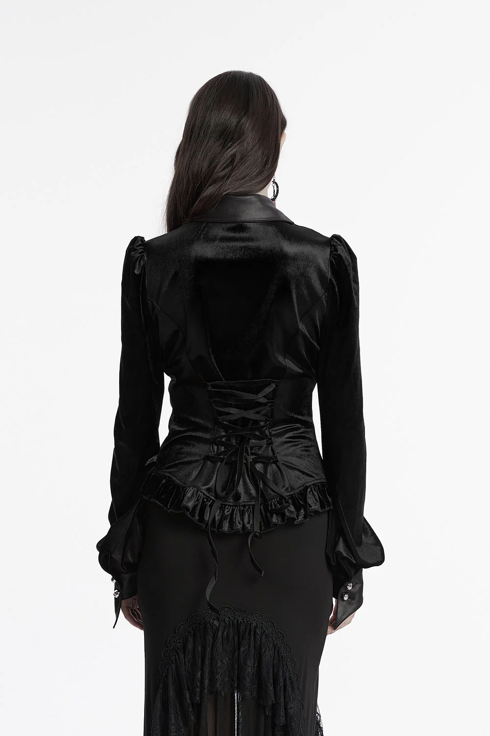 Venom Velvet Button-Up Top [Black] - Image 4