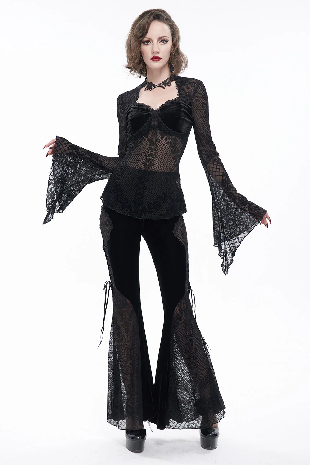 Versailles Sheer Flared Blouse - Image 2