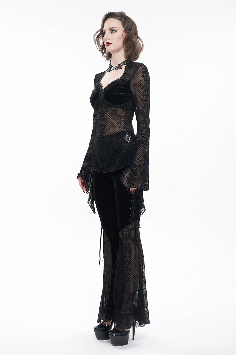 Versailles Sheer Flared Blouse - Image 8