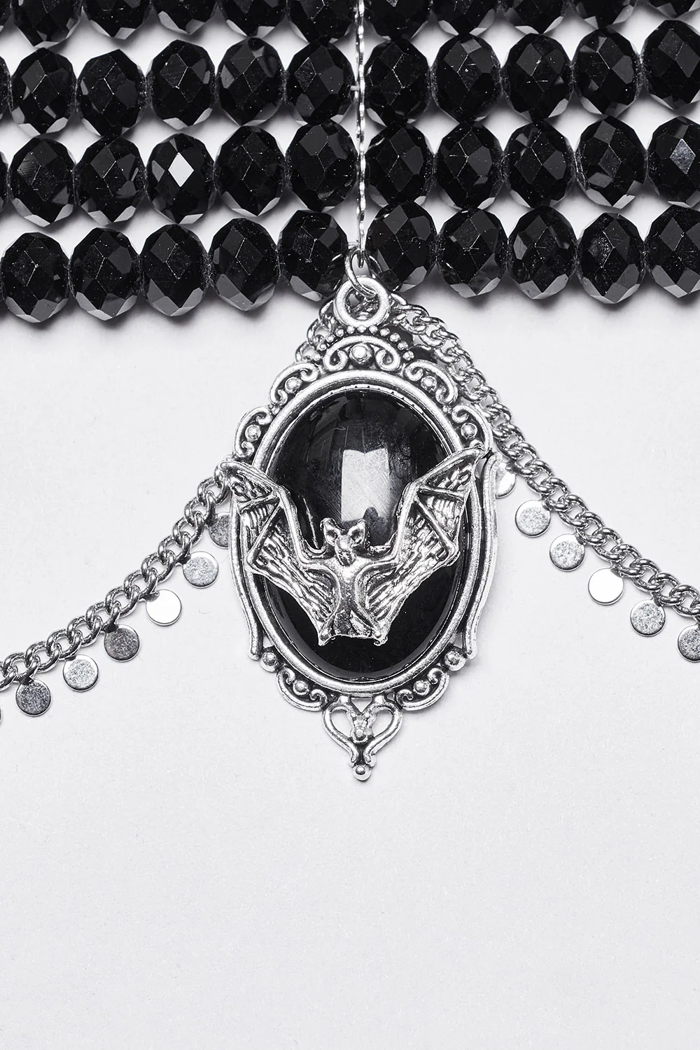Victorian Beaded Bat Cameo Choker - Image 3