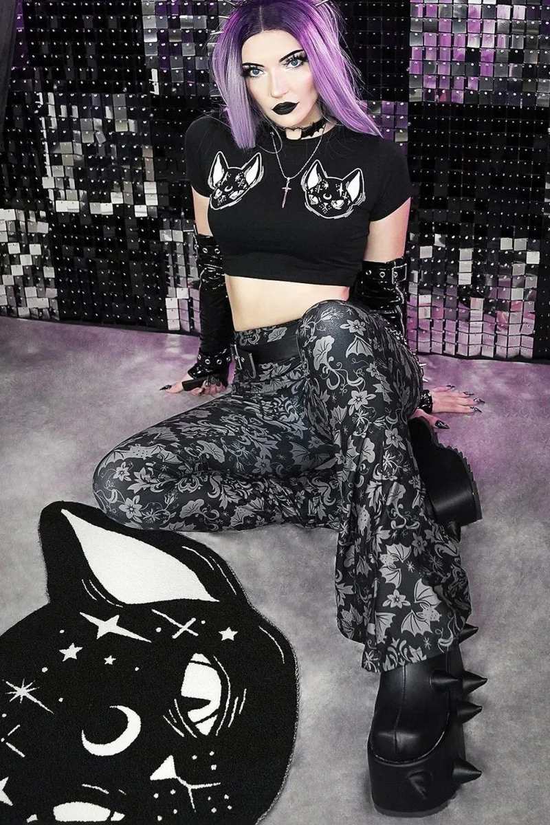 Victorian Damask Bat Hellz Bellz Bell Bottoms - Image 2