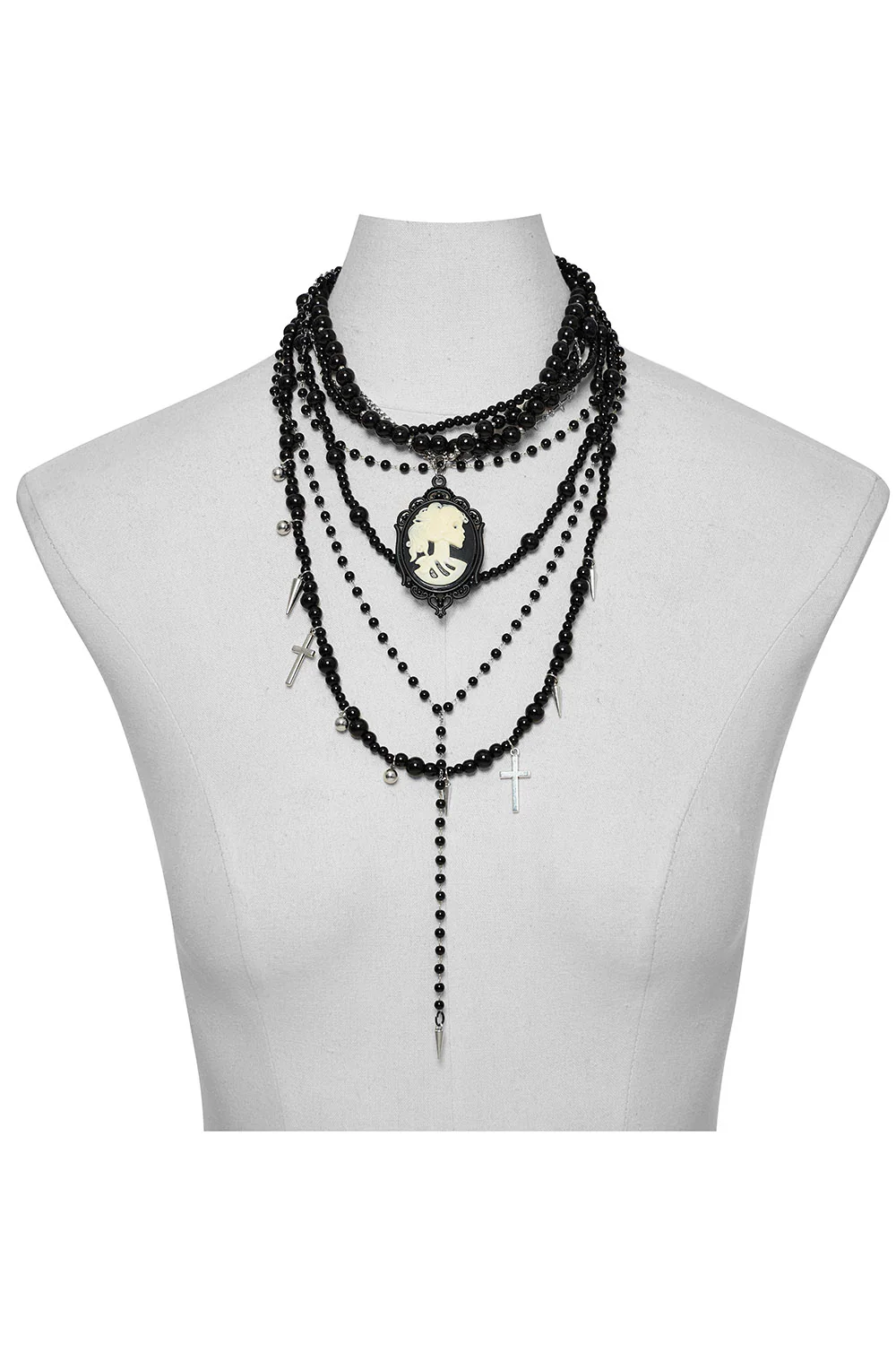 Victorian Goth Cameo Skeleton Stacked Necklace Set - Image 5