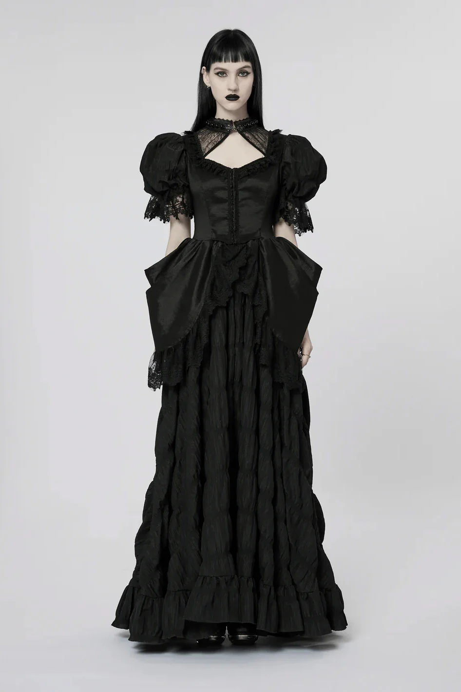 Victorian Mourning Bustle Dress - Image 10