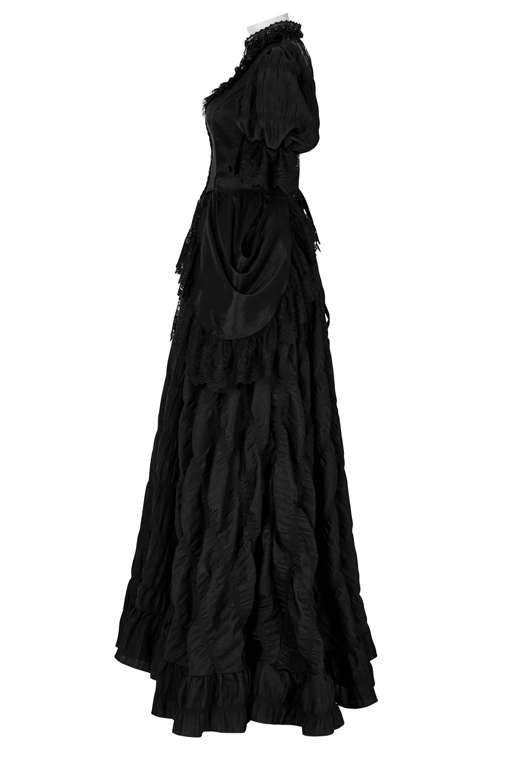 Victorian Mourning Bustle Dress - Image 5