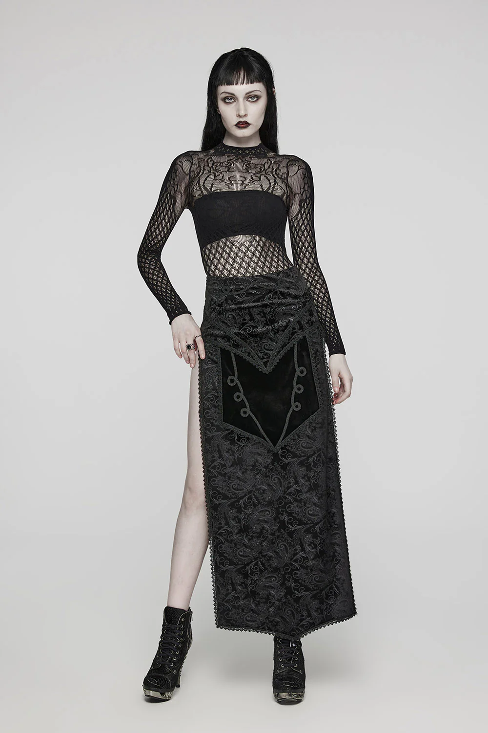 Vlad Velvet Leg Slit Skirt - Image 6
