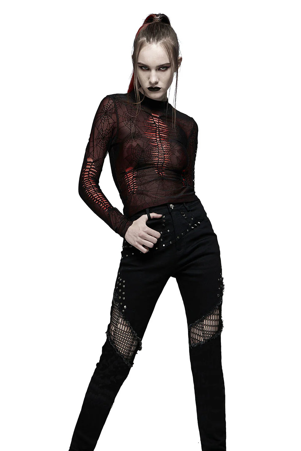 Weaving Webs Mesh Top [RED] - Image 4