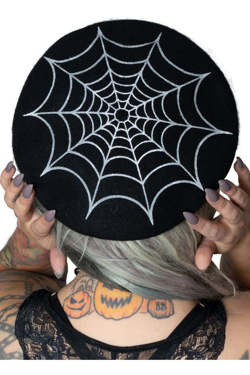 Web Black Beret Hat