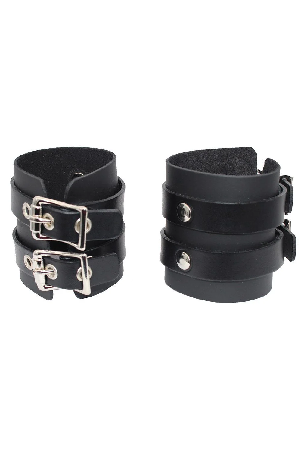 Wide Black Buckled Bracelet - Image 3