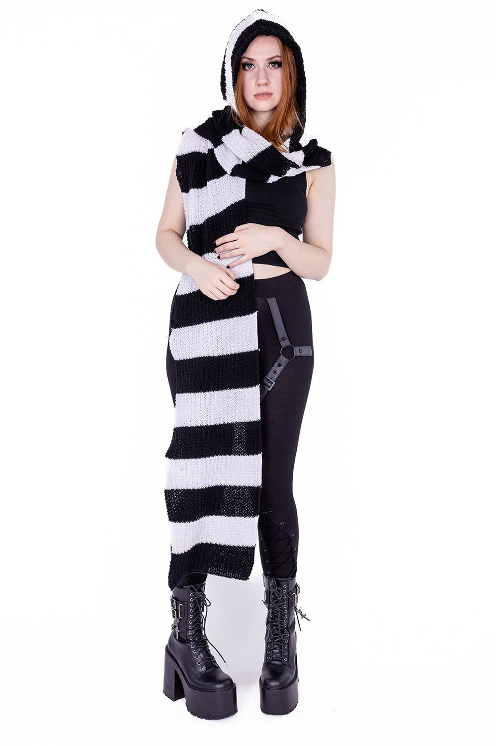 Zenni Hooded Scarf [BLACK/WHITE] - Image 6